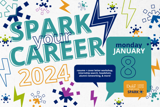 Spark Your Career flyer with colorful spark logos and speech bubbles.